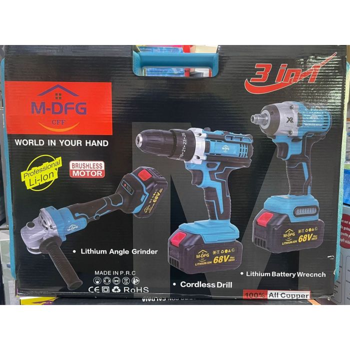 Kit Fai da Te Professionale 3 in 1: Trapano, Avvitatore Smerigliatrice