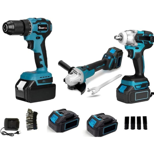 Kit Fai da Te Professionale 3 in 1: Trapano, Avvitatore Smerigliatrice