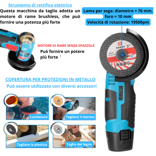 Kit Trapano Avvitatore + Smerigliatrice Flex con 2 Batterie 48V + dischi e accessori