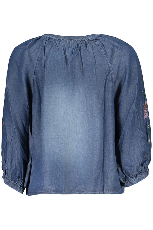 DESIGUAL CAMICIA MANICHE LUNGHE DONNA BLU
