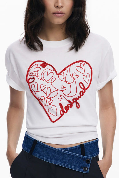 DESIGUAL T-SHIRT MANICHE CORTE DONNA BIANCO