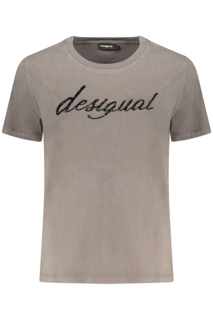 DESIGUAL T-SHIRT MANICHE CORTE DONNA GRIGIO