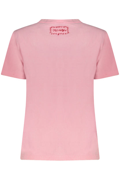 DESIGUAL T-SHIRT MANICHE CORTE DONNA ROSA