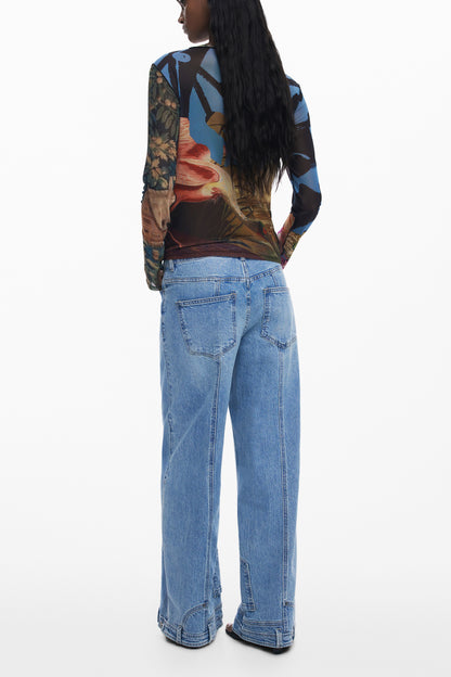 DESIGUAL T-SHIRT MANICHE LUNGHE DONNA NERO