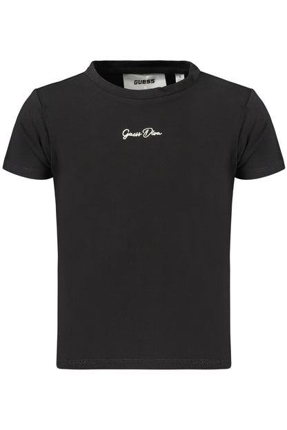 GUESS JEANS T-SHIRT MANICHE CORTE BAMBINA NERO