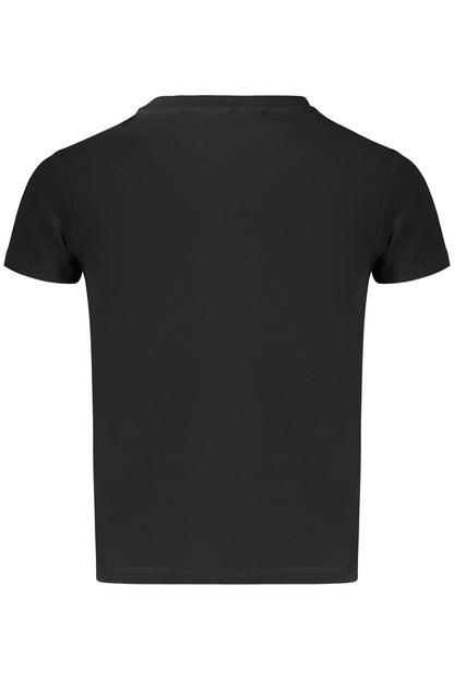 GUESS JEANS T-SHIRT MANICHE CORTE BAMBINA NERO