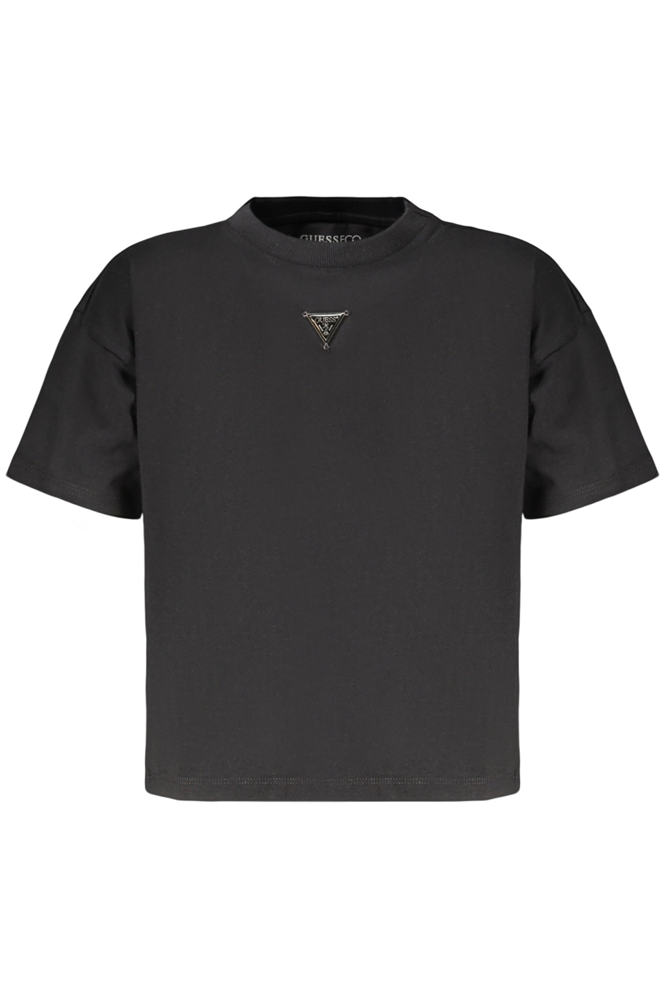 GUESS JEANS T-SHIRT MANICHE CORTE BAMBINO NERO