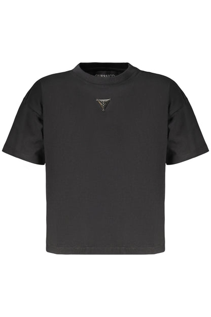 GUESS JEANS T-SHIRT MANICHE CORTE BAMBINO NERO