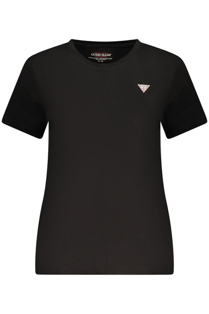 GUESS JEANS T-SHIRT MANICHE CORTE DONNA NERO