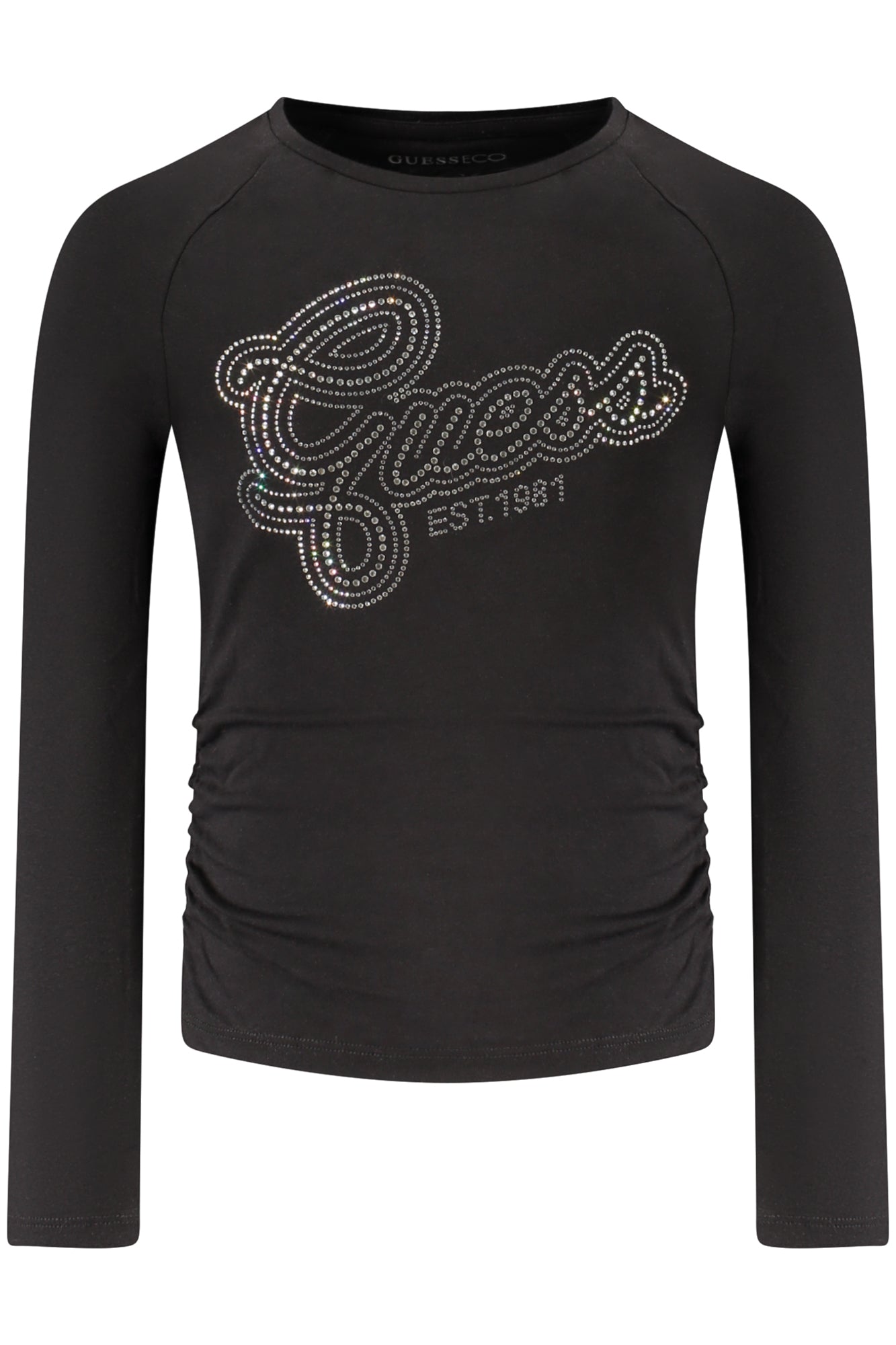 GUESS JEANS T-SHIRT MANICHE LUNGHE BAMBINA NERO